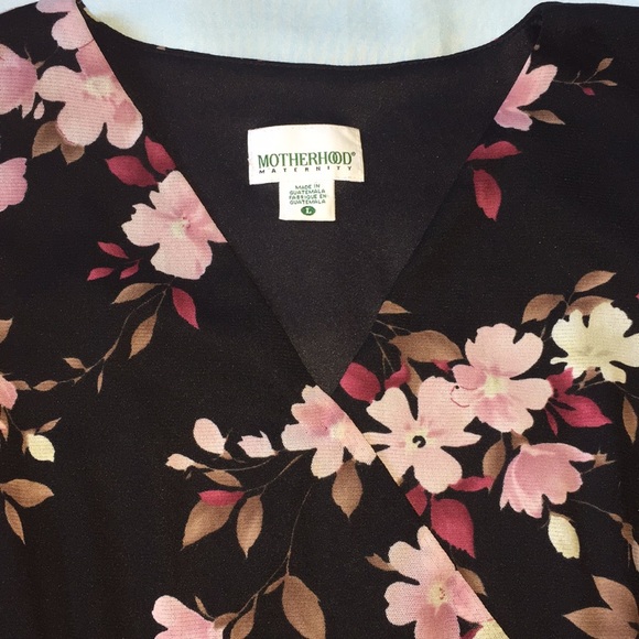 Motherhood Black w/ Flower Print Dress Size L - Picture 7 of 8